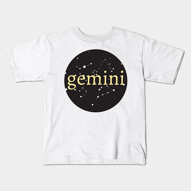 Gemini Zodiac Sign Star Circle Kids T-Shirt by magicae